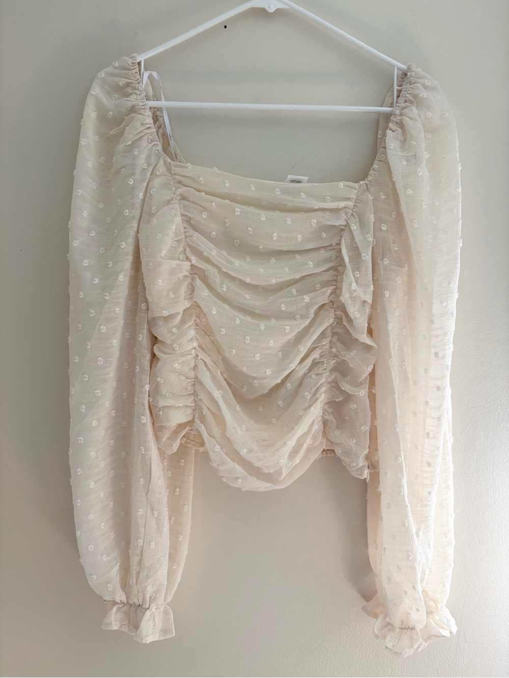 Lulus Swiss Dot Ruched Top